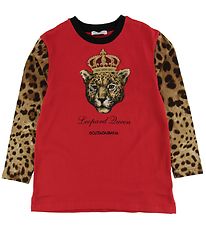 Dolce & Gabbana Long Sleeve Top - Animal - Red/Leopard