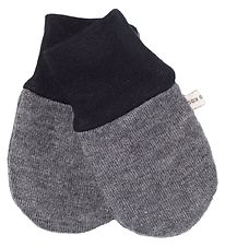 Racing Kids Mittens - Wool/Cotton - Grey Melange