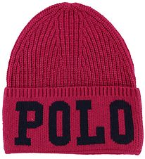 Polo Ralph Lauren Bonnet - Acrylique/Laine - Fonc Rose av. Text