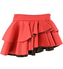 Fendi Skirt - Neoprene - Red/Brown w. Allover Logo