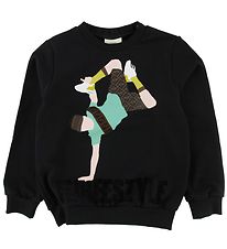 Fendi Sweatshirt w. Hood - Black w. Breakdancer/Text
