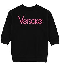 Versace Robe en Molleton - Noir/Rose Fluo av. Texte