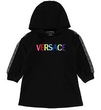 Versace Sweat Hooded Dress - Black w. Text