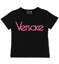 Versace T-Shirt - Zwart/Neon Roze m. Tekst
