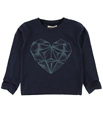 Small Rags Long Sleeve Top - Navy w. Heart