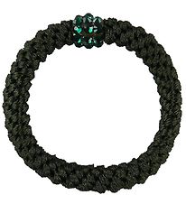 Kknekki Hair Tie - Dark Green w. Rhinestones