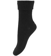 MP Socken - Wolle - Schwarz m. Rib