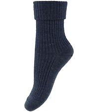 MP Socks - Wool - Navy melange w. Rib