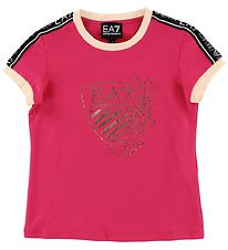 EA7 T-Shirt - Rose av. Imprim/Logo Ray