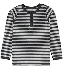 Say-So Bluse m. Knöpfe - Grau Gestreift