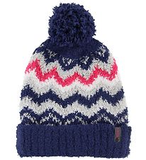 Roxy Hat w. Pom-Pom - Navy w. Pattern