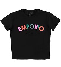 Emporio Armani T-Shirt - Zwart m. Glitter/Patches
