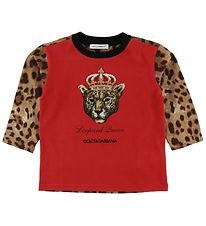 Dolce & Gabbana Long Sleeve Top - Animal - Red w. Leopard