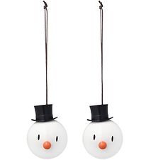 Hoptimist Christmas Ornament - Snowman - 2-pack - D:5 cm - White
