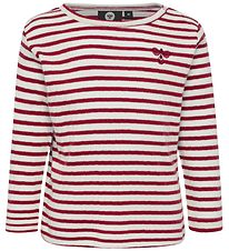 Hummel Long Sleeve Top - HMLRumle - White/Bordeaux Striped