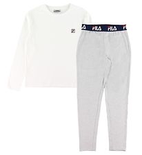 Fila Pyjama Set - White/Grey Melange