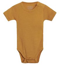 Hust and Claire Bodysuit s/s - Bet - Wool/Bamboo - Mustard