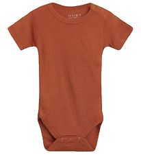 Hust and Claire Bodysuit s/s - Bet - Wool/Bamboo - Burnt Orange