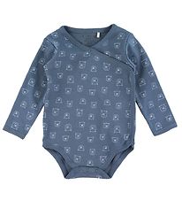 Fixoni Wrap Bodysuit l/s - China Blue w. Bears