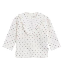 Hust and Claire Blouse - Alfrida - Blanc av. Fleurs/Volants