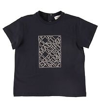 Emporio Armani Stuttermabolur - Dökkblátt M. Útsaumur
