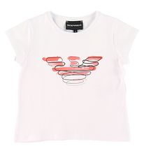 Emporio Armani Stuttermabolur - Hvítur M. Bleikt Lógó