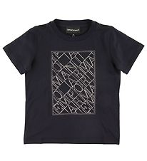 Emporio Armani Stuttermabolur - Dökkblátt M. Útsaumur