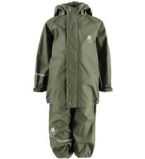 CeLaVi Rainwear w. Suspenders - PU - Army Green