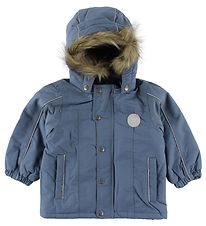 Wheat Winter Coat - Dusty Blue w. Faux Fur