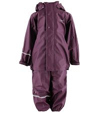 CeLaVi Rainwear w. Suspenders - PU - Dark Purple