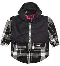 DKNY Frakki - Svart/Hvít - köflótt M. Vesti