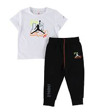 Jordan Jogginghosen/T-Shirt - Slime Vortex - Schwarz/Wei m. Pri