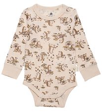 CeLaVi Bodysuit l/s - Loden Green w. Hedgehog and Mushrooms
