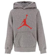 Jordan Hoodie - Jumpman Logo - Grijs Gevlekt m. Rood