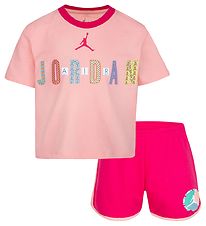 Jordan Sweatshorts/T-shirt - Girls Bff - Rush Rosa m. Tryck