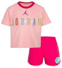 Jordan Sweatshorts/T-Shirt - Meisjes Bff - Rush Roze m. Print