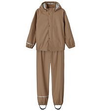 Name It Rainwear w. Suspenders - Noos - NknDry - PU - Tigers Eye