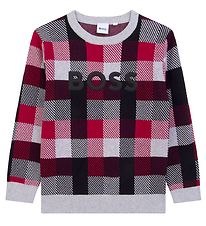 BOSS Blouse - Knitted - Casual - Grey Melange/Red Check