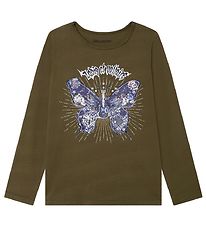 Zadig & Voltaire Blouse - Wild Sound - Khaki w. Butterfly/Rivets