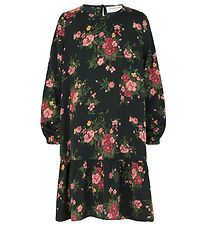 Rosemunde Kleid - Black Print Rose