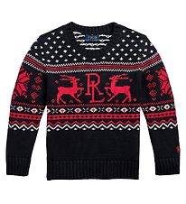 Polo Ralph Lauren Trja - Stickad - Classics IV - Svart m. Rd