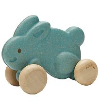PlanToys Rabbit w. Wheels - Wood - Light Blue