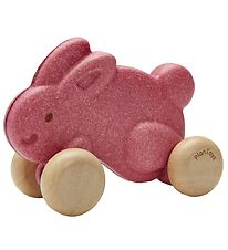 PlanToys Lapin av. Roue - Bois - Rose Clair