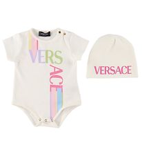 Versace Bote Cadeau - Bonnet/Justaucorps m/c - Blanc/Rose av. L