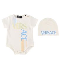 Versace Gjafabox - Húfa/Samfella k/æ - Hvítt/Ljósblátt M. Lógó