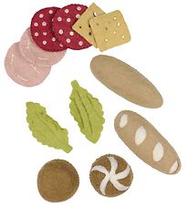 Papoose Play Food - 12 Parts - Wool - Baguette and Bun w. Coldcu