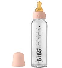BIBS Nappflaska - Glas - Slow Flow - 225 ml - Naturgummi - Blus