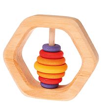 Grimms Wooden Toy - Rattle - Hexagon - Multicolour