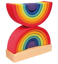 Grimms Wooden Toy - Stacking Tower - Double Rainbow - Multicolou