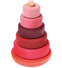 Grimms Wooden Toy - Stacking Tower - 6 Parts - Red/Pink